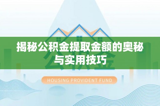 荆州揭秘公积金提取金额的奥秘与实用技巧