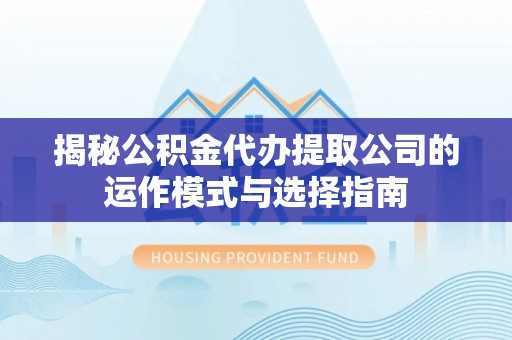 荆州揭秘公积金代办提取公司的运作模式与选择指南